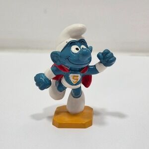 Vintage Smurfs Smurferman Smurf Superhero Superman Bully Peyo PVC Figure
